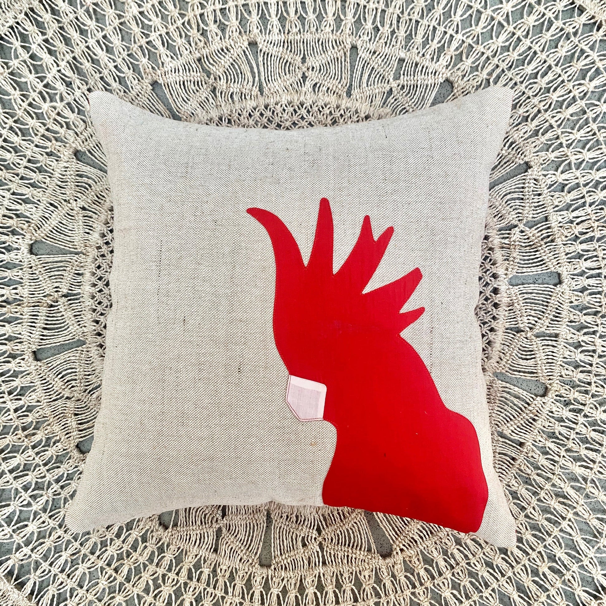 Cockatoo Cushion - Red Homewares WEFTshop 50cm 