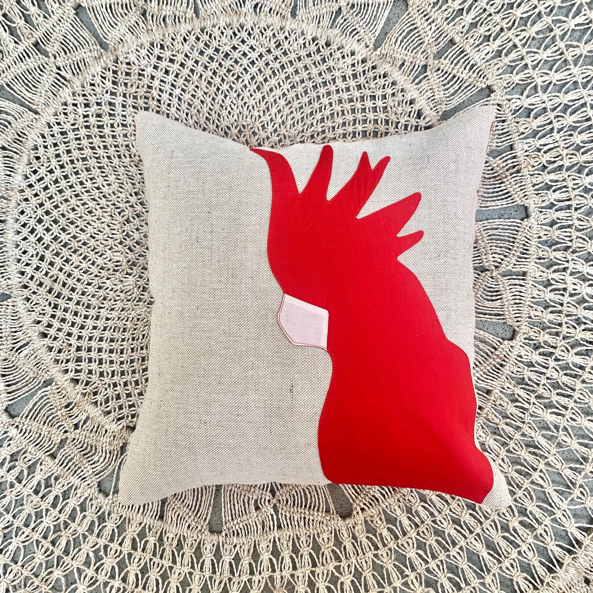 Cockatoo Cushion - Red Homewares WEFTshop 40cm 